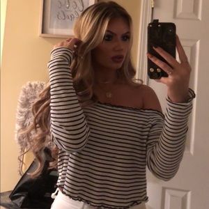 H&M Black and White Striped Crop Top